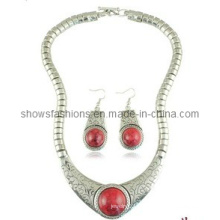 Big Stone and Snake Chain Necklace &amp; Earrings Sets / Bijoux en pierre de mode / Bijoux en pierre (XJW12263)